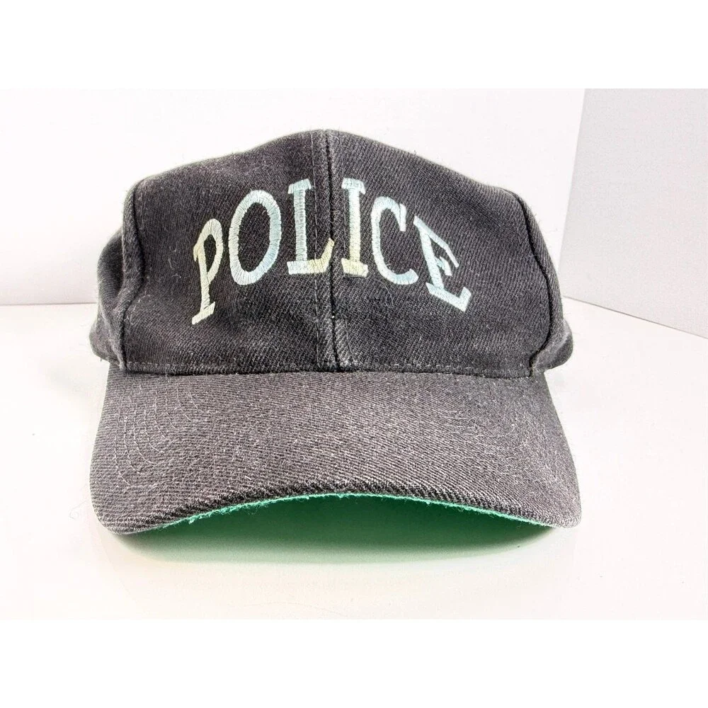 Police Hat Baseball Cap Men's Adjustable Black Green Underbrim